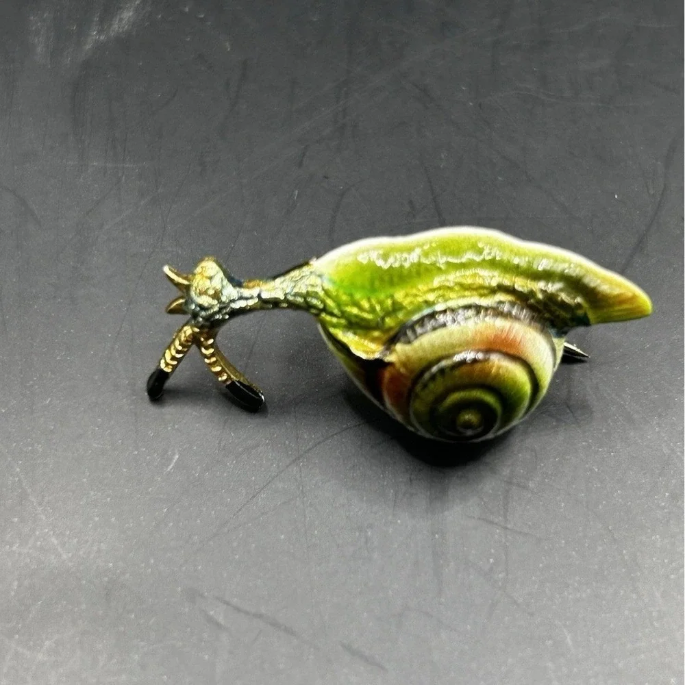 VINTAGE COSTUME JEWERLY 1960S SNAIL BLUE GREEN BROOCH-KOREA